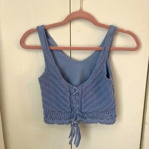 Women’s Blue Crochet Tank Top. Hollister size S